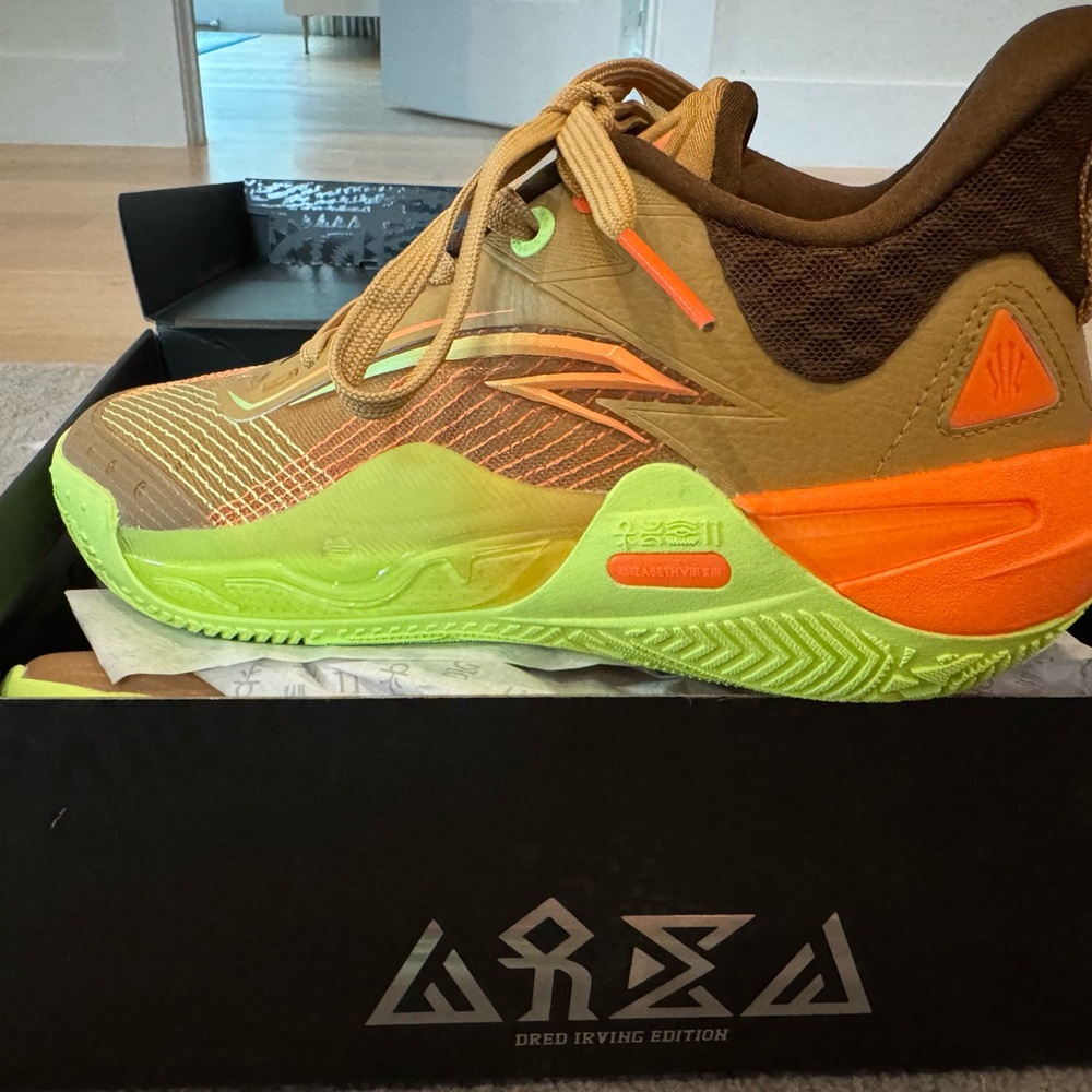 ANTA KAI 1 Irving Edition Sneaker in Brown and Neon Green